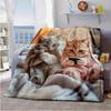 VIKAMA Cartoon Cat Flannel Blanket, Suitable for All Seasons, Soft Cat-patterned Office Nap Blanket and Home Gift Blanket
