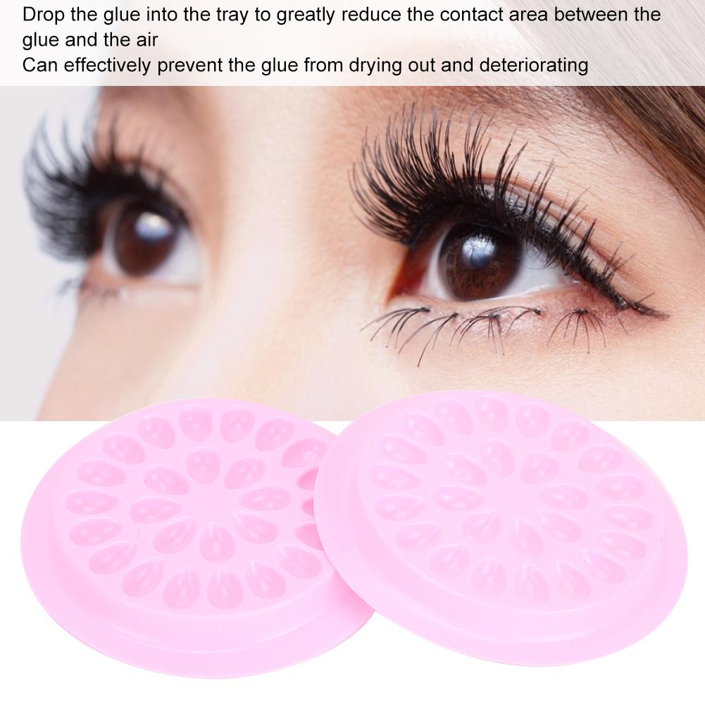 100 Stück PVC Blütenförmige Wimpernverlängerungs Klebepalette Falsche Wimpern Unterlage ZubehörPink