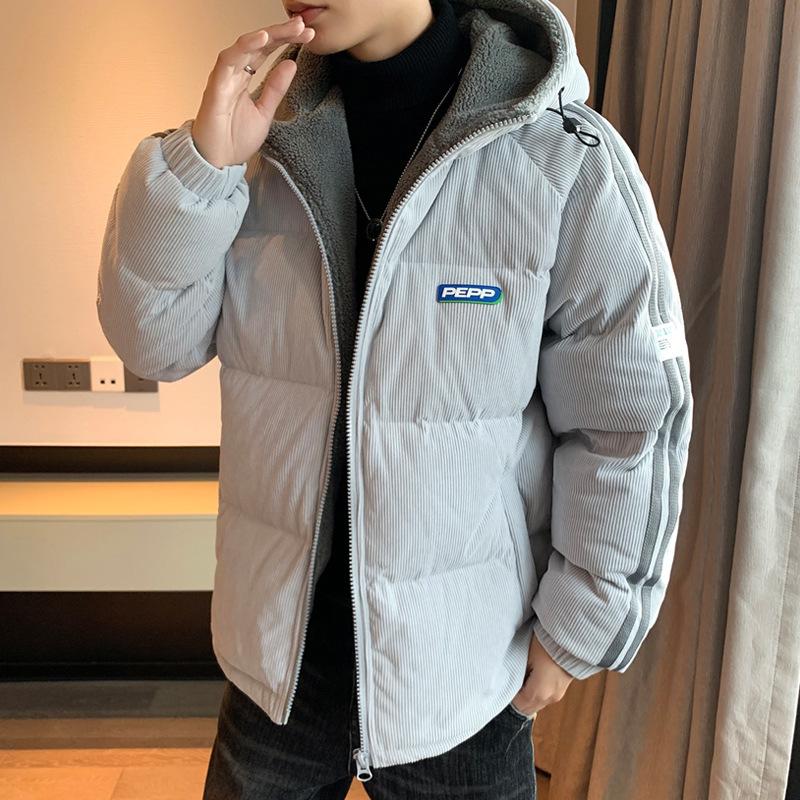Winter New Fashion Versatile Sports Corduroy Cotton Coat Men s Casual Contrast Color Youth Cotton Coat Thickened Trendy Jacket M