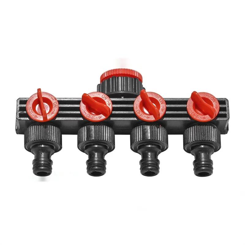 Garden Hose Pipe Splitter 4 Way Tap Connector Garden Water Irrigation Connection Device Plastic Drip Irrigation Water Connector