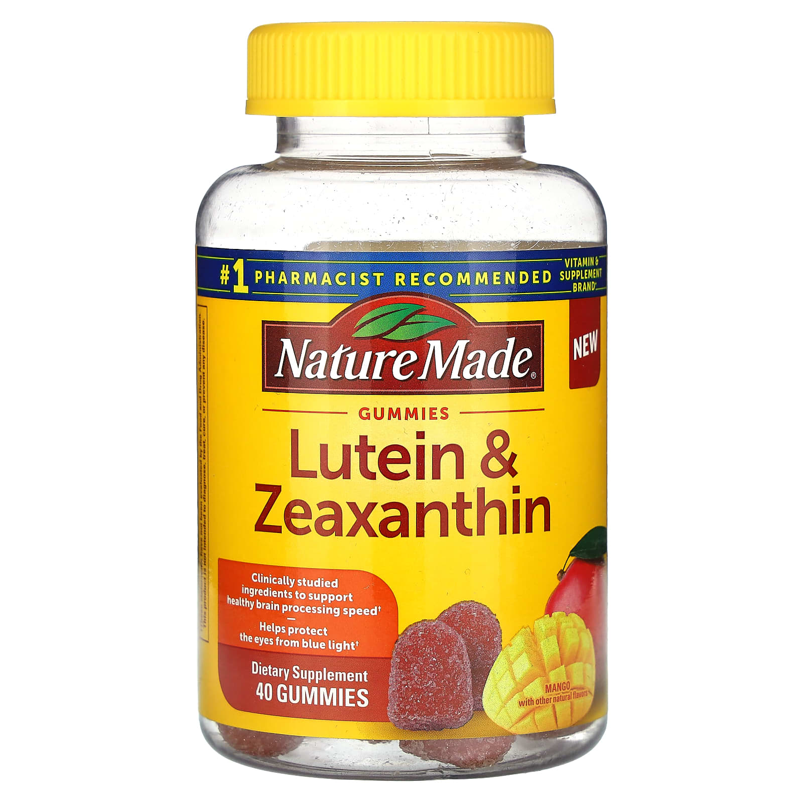 

Nature Made, lutein & zeaxanthin gummies, mango, 40 gummies