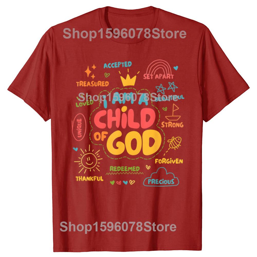 I Am A Child of God Christian Retro Jesus Faith Tshirts Men Fashion Print Loose Oversized Streetwear Hip Hop Unisex T Shirt S