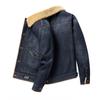 Winter Jeansjacke Herren Kragen mit dickem Fleece Denim Baumwollmantel Lose Workwear Jacke Männer