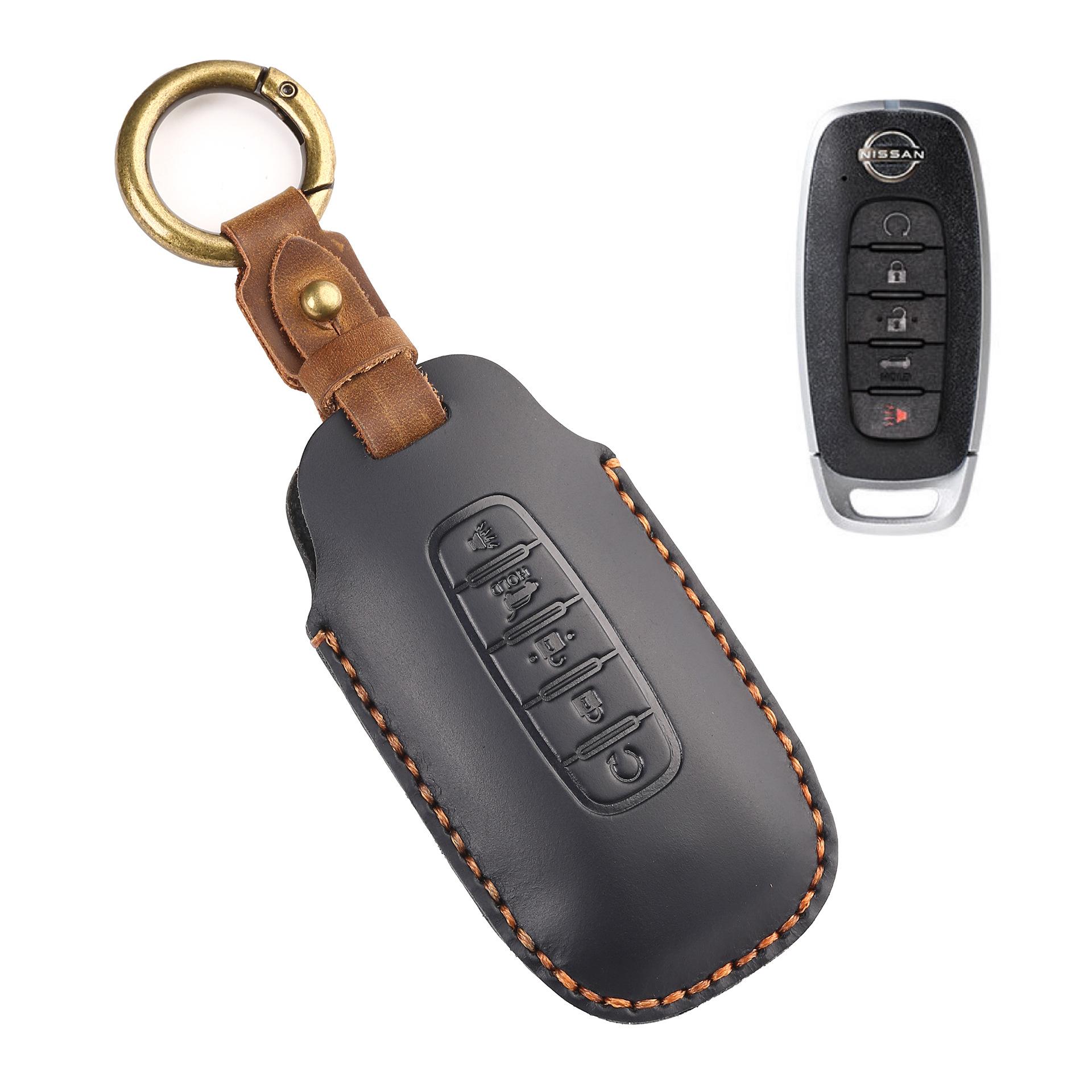 

Специальный чехол для ключей Nissan Teana2022Style22Nissan2023Style23Дизайн интерьера автомобиля Кожаный чехол с пряжкой для сумки 5Key Start Black