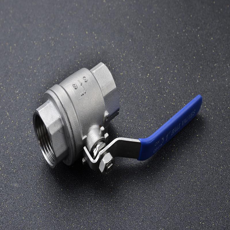 304/316 Stainless Steel Two-Piece Full Bore Ball Valve Q11F-16P, High Temp Resistant, Female Threaded, 4 Points