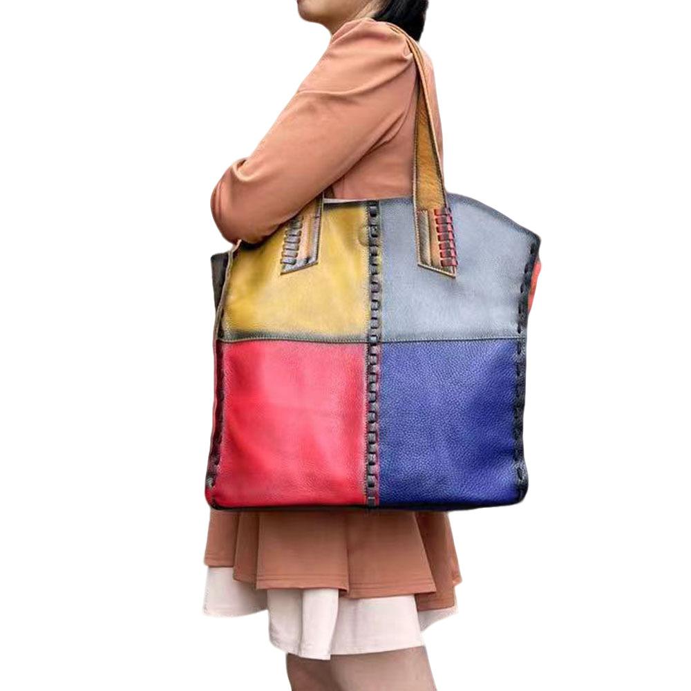 Large Capacity Cowhide Tote Bag Style Simple Soft Leather Commuter Bag Women'S Bag Fashion Shoulder Bag