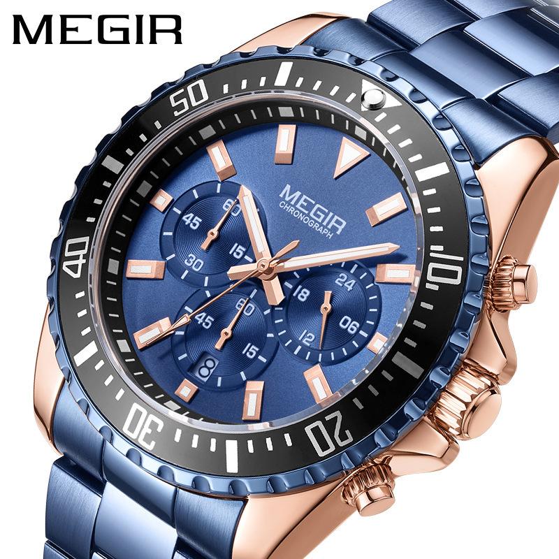 Men'S Watch, Large Dial Chronograph Calendar Steel Belt Business Quartz Watch 2064
