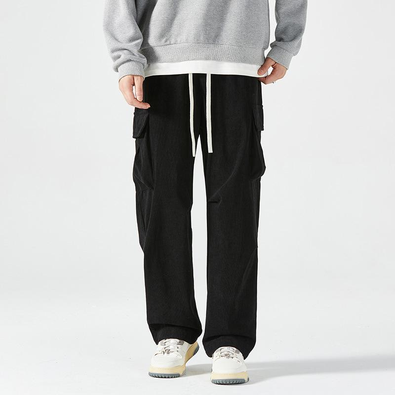 

Вельветовые брюки для мужчин, повседневные брюки прямого кроя в стиле ретро, свободные рабочие брюки широкого кроя M