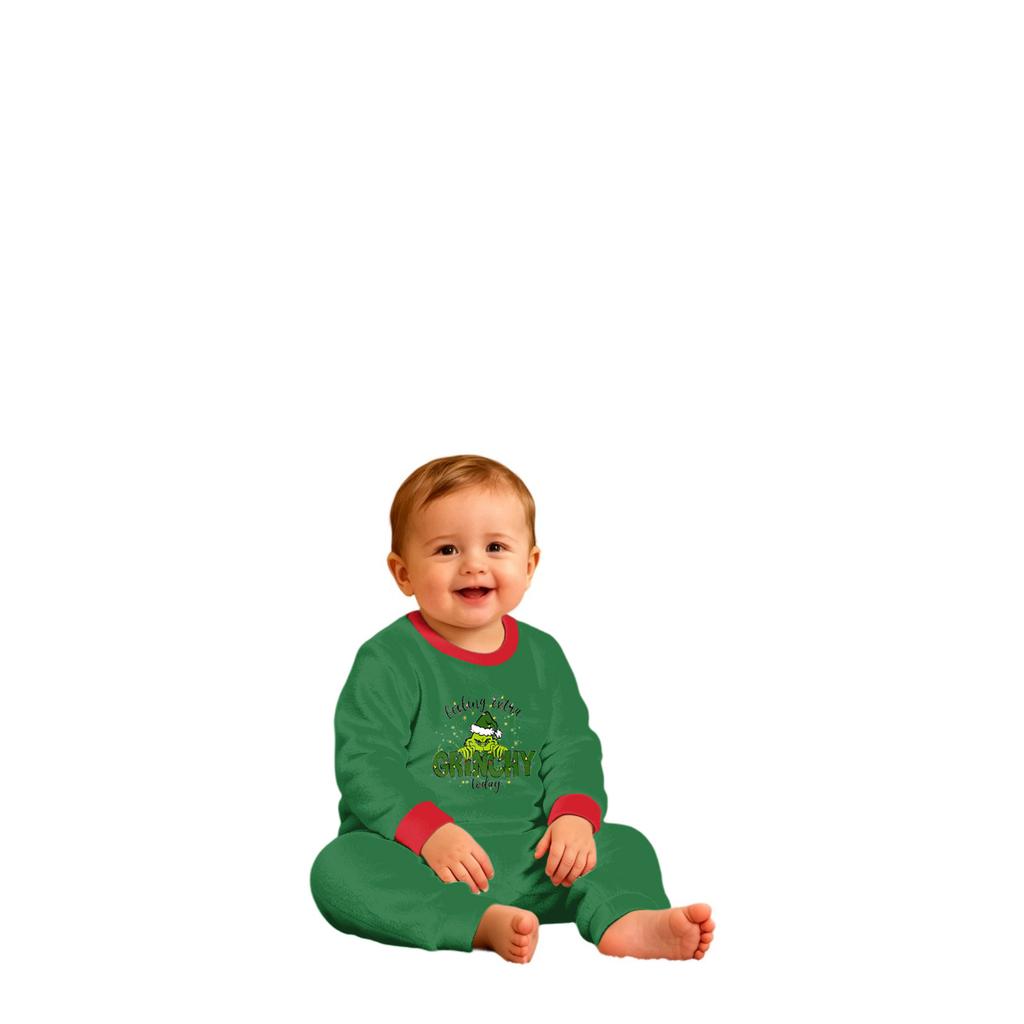 Christmas Print Family Matching Plush Loungewear Set, Parent-Child Holiday Pajamas