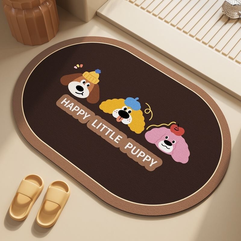 

Мультяшный коврик для пола в ванной, абсорбирующий коврик из диатомовой грязи, туалет, нескользящий коврик для ног у двери туалета, коврик для двери 40x60cm15.7x23.6in