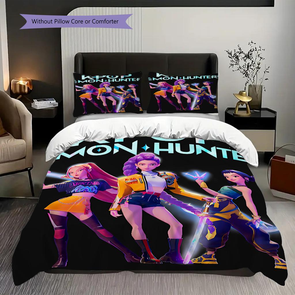 K-Pop Themed Poster Bedding, Duvet Cover, Pillowcase, Home Decoration, Birthday Gift (1 * Duvet Cover+2 * Pillowcase, Coreless)