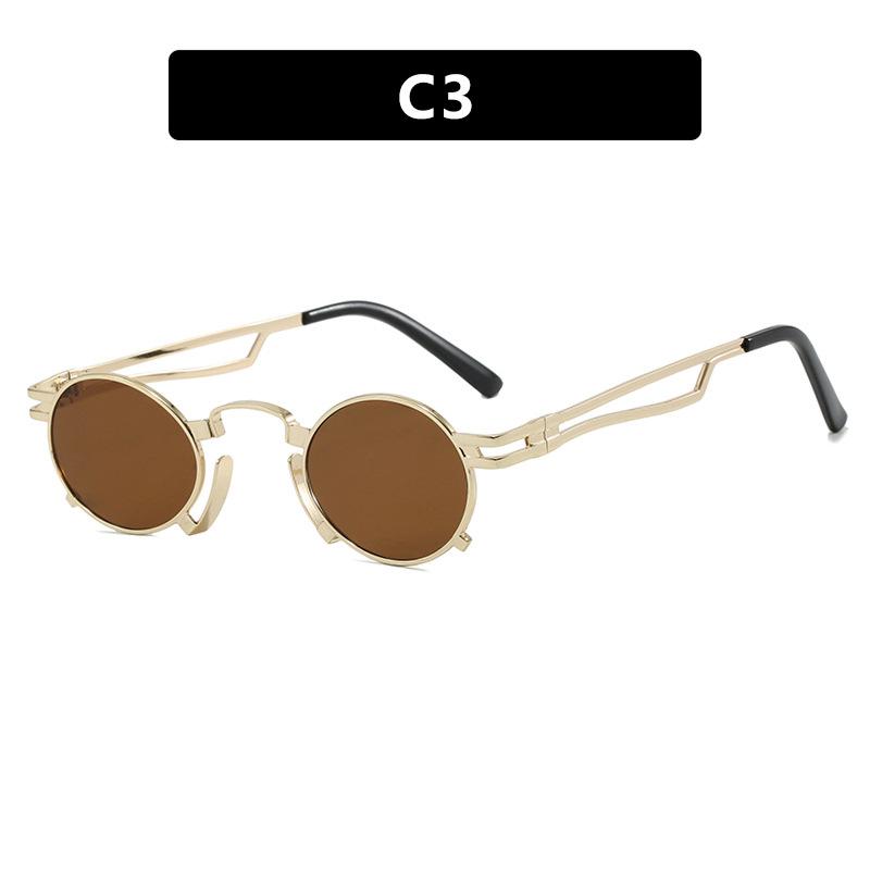 Steampunk Vintage Metal Round Sunglasses Women For Men Luxury Brand Designer Punk Shades Popular Hip Hop Small Frame Sun Glasses
