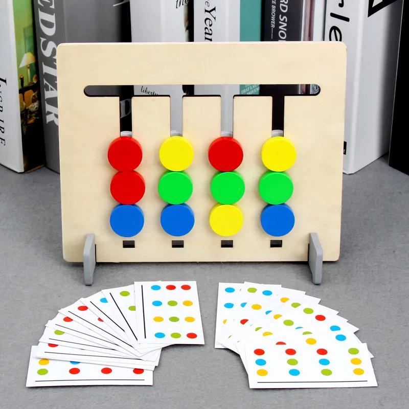 

Montessori Wooden Toys Double-sided Matching Games for Kids 2 3 4 Years Logic Thinking Training Activity Board Baby Wooden Toys