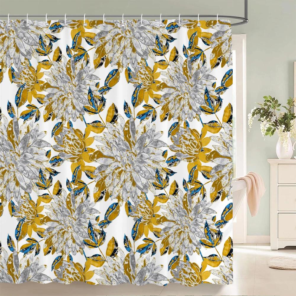 Tropical Plants Animals Bathroom Curtains Green Leaf Plant Waterproof Polyester Shower Curtain Nordic Home Bath Room Decoration