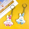 Shiny Glossy Easter Couple for Key Pendant Mold Resin Craft Easter Day Bunny Mold for DIY Keychain Necklace Charms Makin
