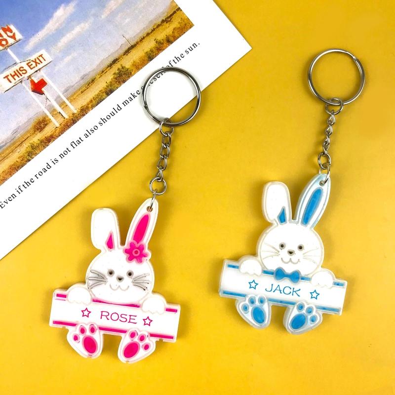 Shiny Glossy Easter Couple for Key Pendant Mold Resin Craft Easter Day Bunny Mold for DIY Keychain Necklace Charms Makin