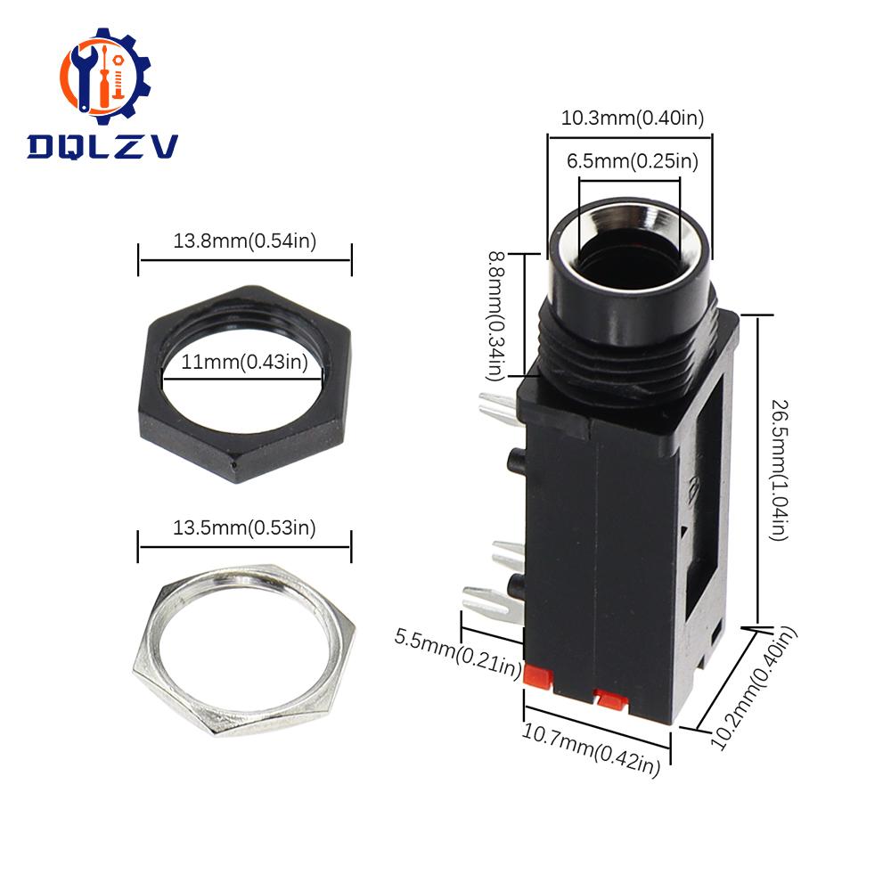 Audio Jack 6.35mm 3Pin Mono Audio Stereo Audio Socket Microphone Welding Line For Microphone Socket