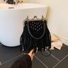 Fashionable Tassel Bag, Retro Heavy Industry Rivet Design Handbag, Single-shoulder Crossbody Bag