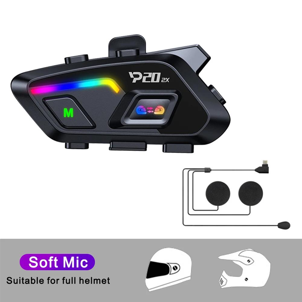 

KEBIDUMEI Motorcycle Helmet Headset BT 6.0 500M Half Duplex Intercom Music Sharing IP56 Waterproof 1000mAh With Ambient light