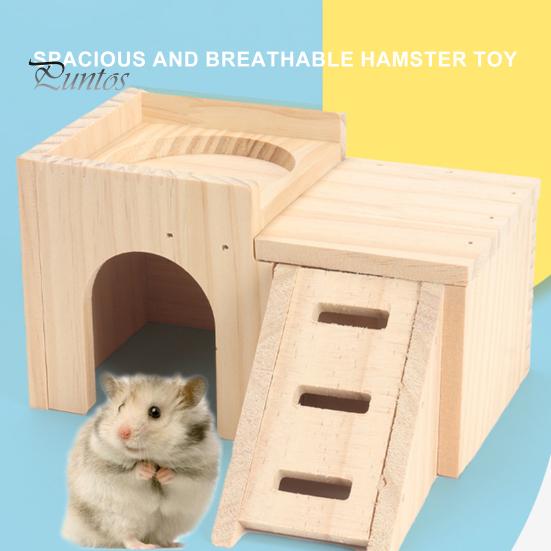 Hamsterhaus 2-stöckig Mit Treppe & Rutsche – Holz & Kunststoff Spielhaus Für Hamster, Mäuse, Ratten