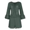 Women's Versatile Slimming Fashion Solid Color Two-piece Crochet Top+shorts Casual Set