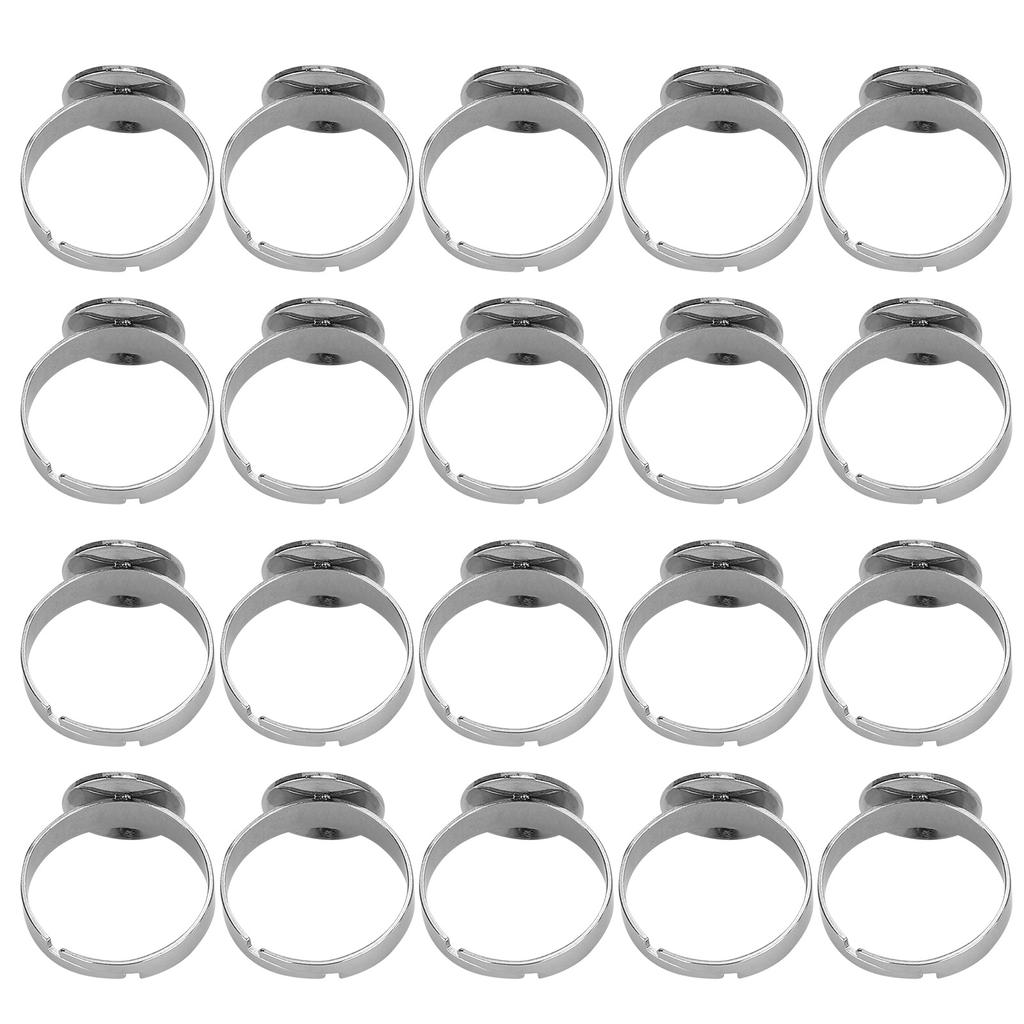 20Pcs Flat Ring Base Adjustable Stainless Steel SemiFinished DIY Jewelry Accessories 12mm