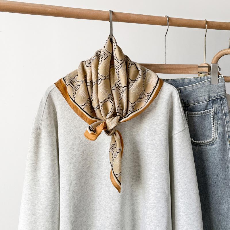 Retro Cotton And Linen Herringbone Pattern Small Square Scarf Silk Scarf Versatile Square Scarf Belt Silk Scarf Clothing With Neck Scarf