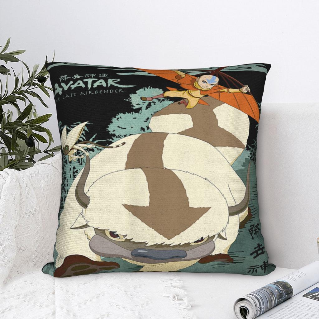 Avatar The Last Airbender Appa Momo Aang In Flight Pillow Case Kawaii Pillow Cover Soft Pillowcases For Sofa Home Decoration