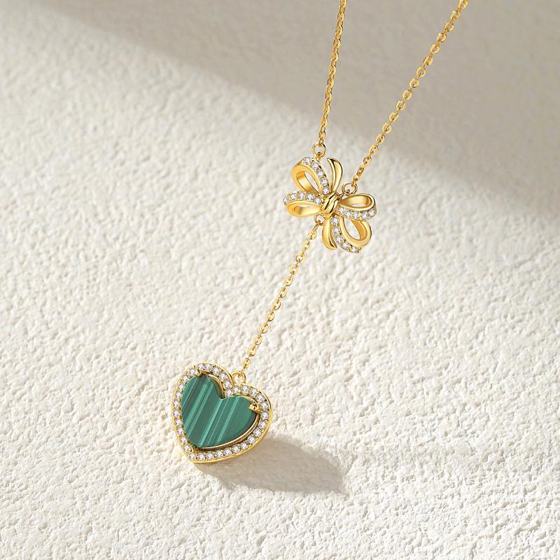 

Ожерелье-узел в форме сердца из серебра 925 пробы с малахитом для женщин 925 Silver