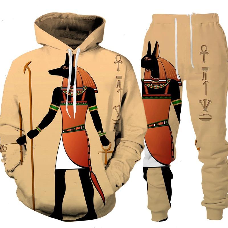 Men's Ancient Egypt Eye of Horus God 3D Print Hoodie Pants Set Women Casual Egyptian Tribal Clothes Hoodie/Trousers/Suits