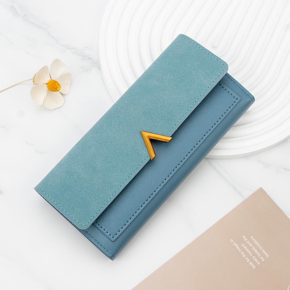 Neue Mode Schlichtes Damen PU Tri-Fold Langportemonnaie mit Mehrfachkartenfächern