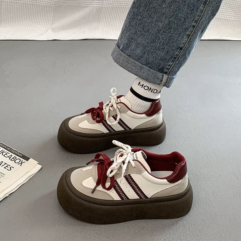 

Немецкие кроссовки на платформе женские 2025 новая осень популярные универсальные увеличивающие рост маленькие белые кеды осень и зима кэжуал сп 40 бордовый