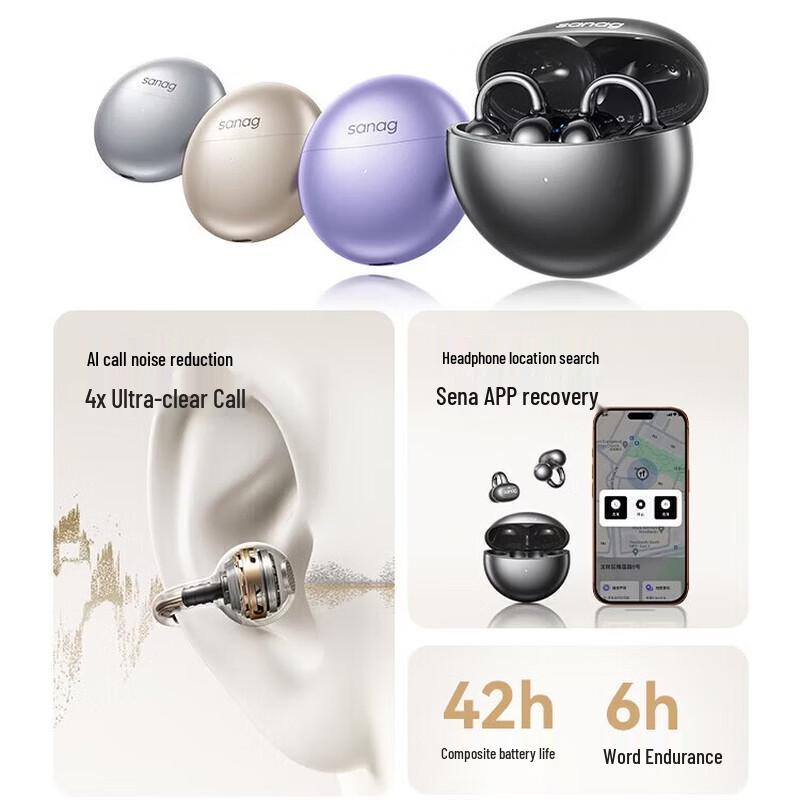 SANAG S6S Ultra Open-Ear Clip AI Bluetooth Headphones