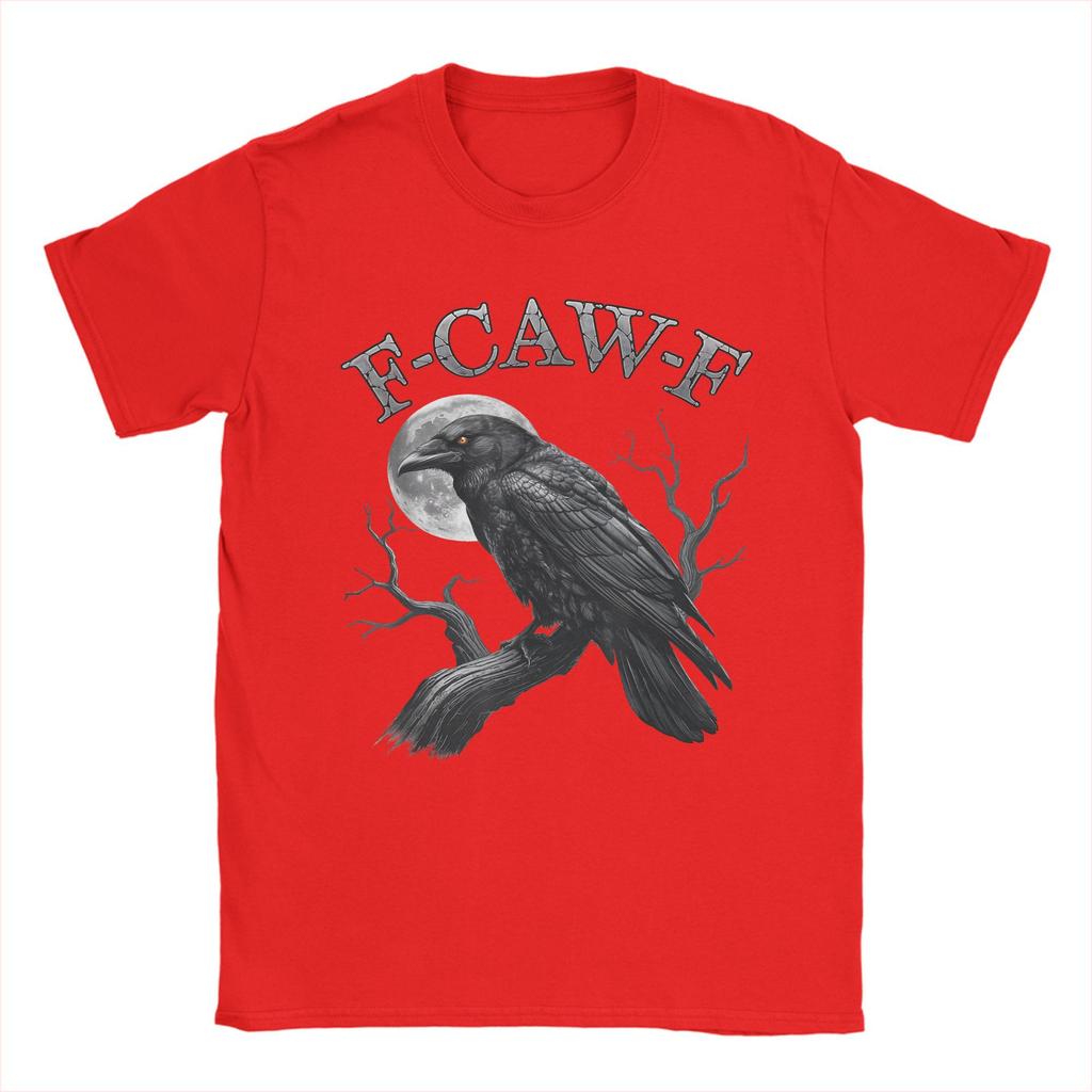 Black Crow F-Caw-F Funny Bird Men T Shirt Moon Gothic Humor Funny Tees Short Sleeve Round Neck T-Shirt 100% Cotton Graphic Merch