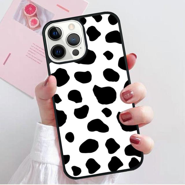 Cute Black and White Cow spots Pattern Phone Case Cover For iPhone 17 Air 15 16 Pro Max 14 13 12 11 Pro Max Plus