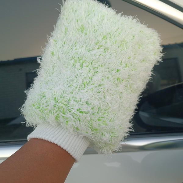 Double-Sided Color Velvet Fiber Car Wash Mitt - Strongly Absorbent, Non-Shedding светло-зеленый