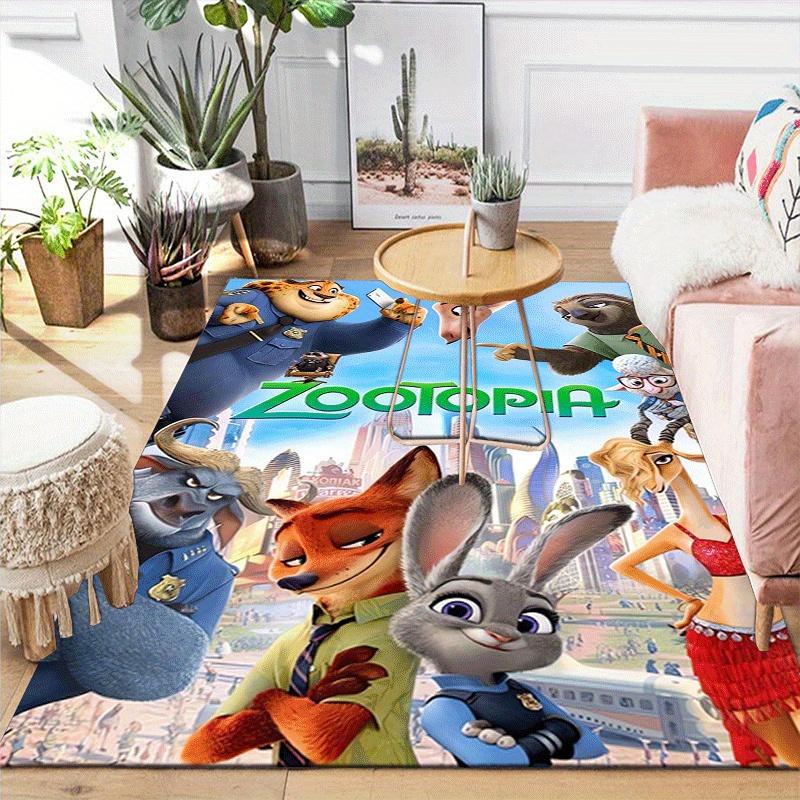1pc Zootopia Pattern Area Rug Soft Flannel Floor Mat for Living Room,Office,Bedroom and Carpet