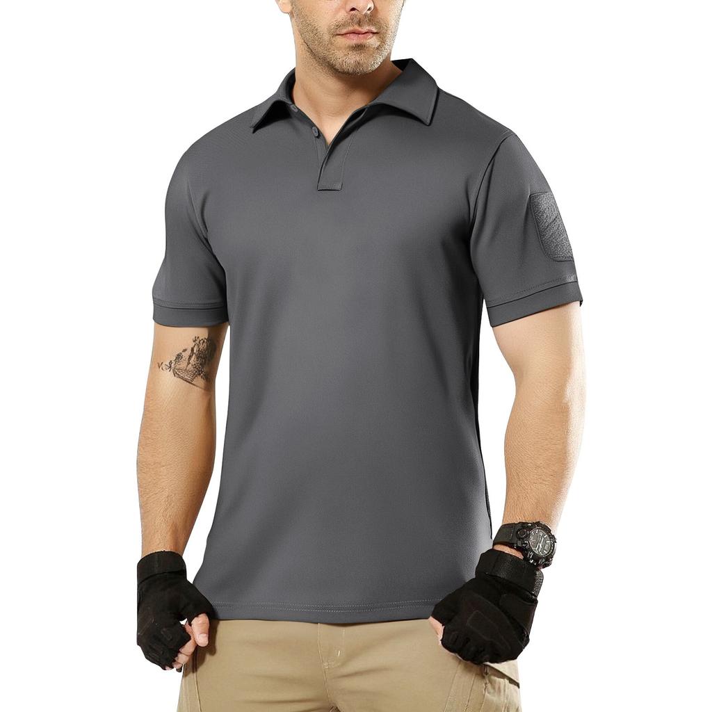 Men's Summer Solid Color Button Lapel Loose Short Sleeve Top