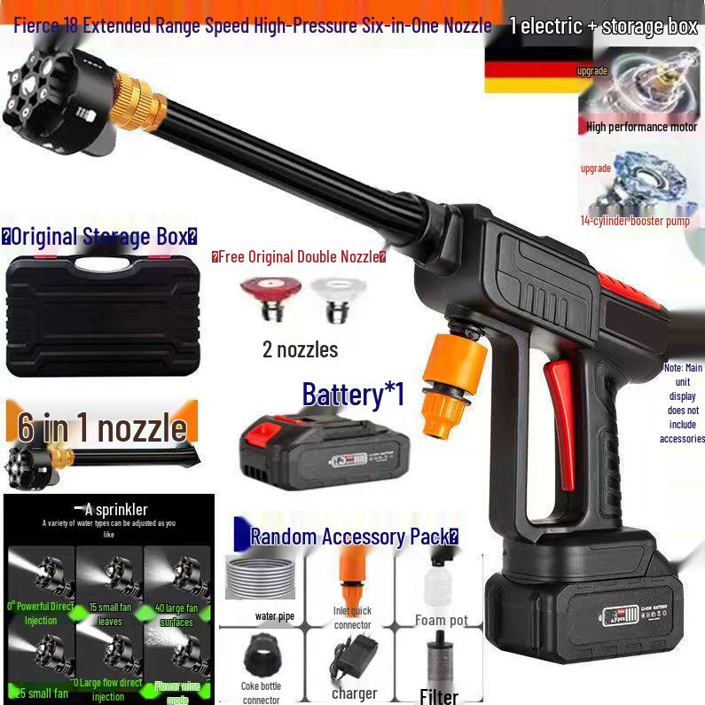 Dobíjecí vysokotlaká bezdrátová vodní pistole na mytí aut