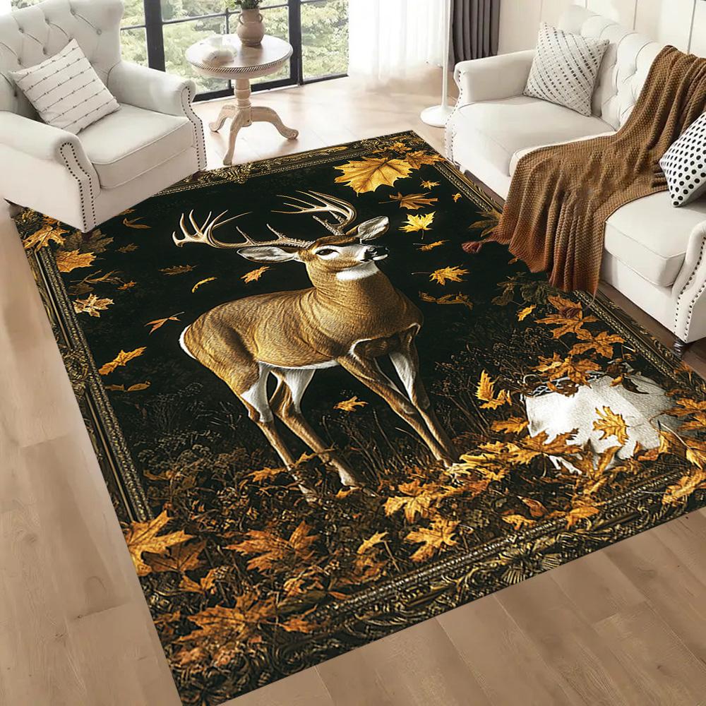 Deer Floor Rug Office Rug Design for Foyer Decorate Room Living Rooms Entryway Anti-slip Rug Office Home Decor Birthday/Christmas Gift