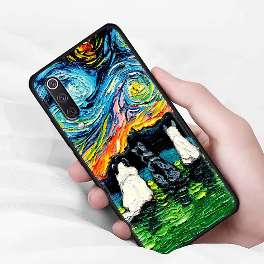 Kočka Van Gogh Hvězdná noc Olejomalba Měkké pouzdro Pro Xiaomi Mi 9 9se 8 10 10T A2 Lite 10S 9T CC9 Note 10 Pro 9Lite Kryt Fundas