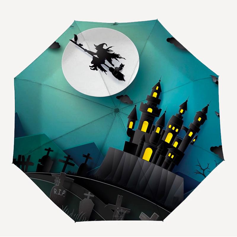 

1pc Witchcraft Haunted Castle Themed High-quality Umbrella,Automatic Opening and Closing Umbrella,Multi-functional Umbrella G0811153