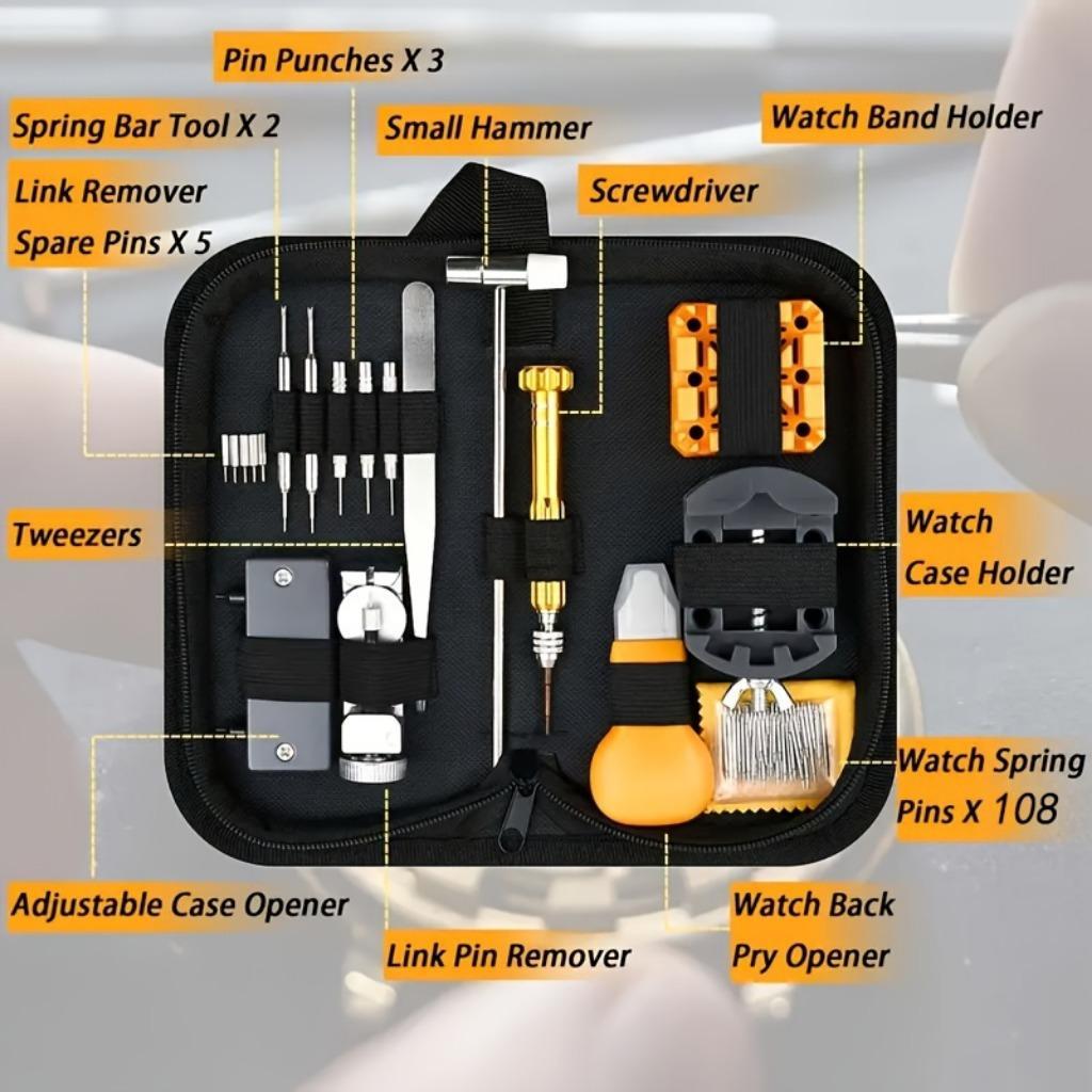 131pcs Watch Repair Kit, Watch Battery Replacement Kit, Professional Watch Tool Kit With Watch Link Removal Tool With 6 Extra Pins And Strap Tool