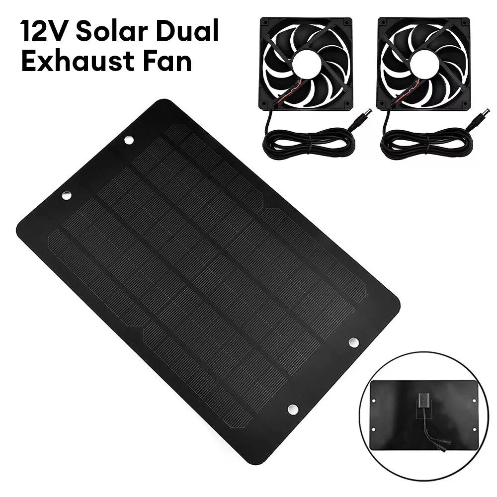 Ventilator solar de evacuare 12V 10W ventilator dublu de evacuare rezistent la apă Ventilator alimentat cu panou solar Extractoare de aer pentru ventilator de seră pentru găină