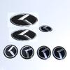 (7 Pcs) K Logo 3D Emblem Front Grille Trunk + Steering Wheel + Wheel Center Caps Sticker Badge For K5 K3 K2 K4 Forte Koup