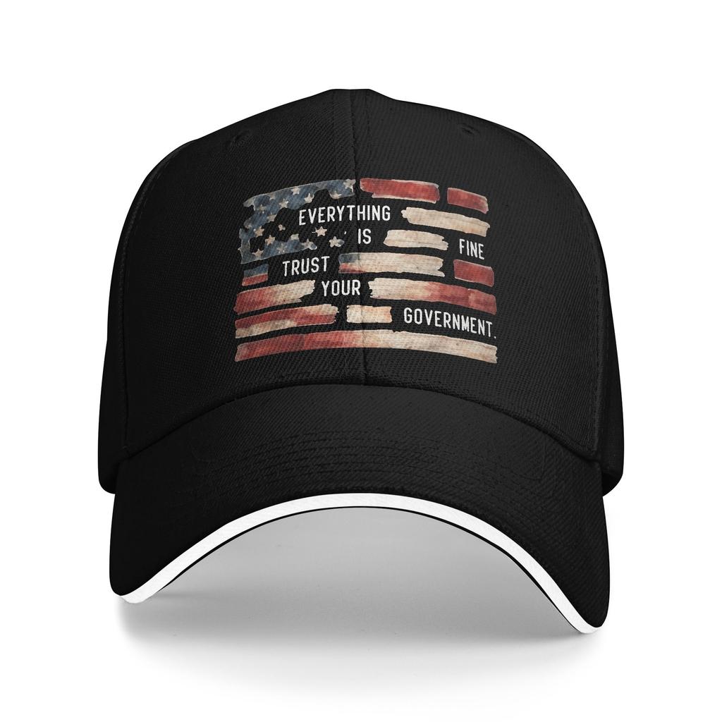 Summer Casual Baseball Cap Everything Is Fine Trust Your GovernUnisext Running Hippie Adjustable Trendy Baseball Caps