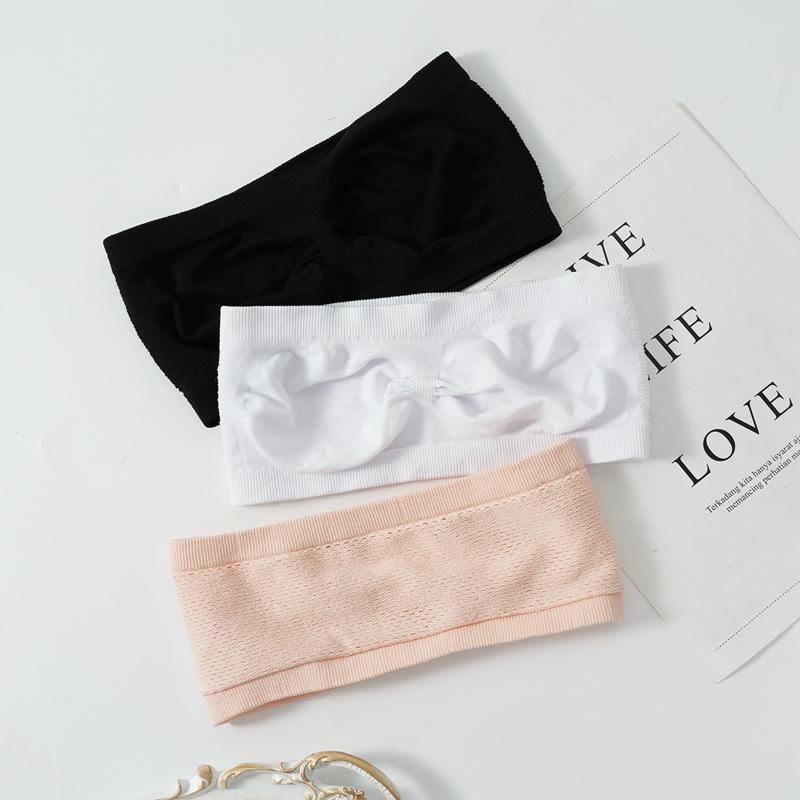 Summer Breathable Strapless Crop Top Women Invisible Chest Wraps Tube Tops Soft Comfort Bra Female Intimate Hollow Out Brassiere