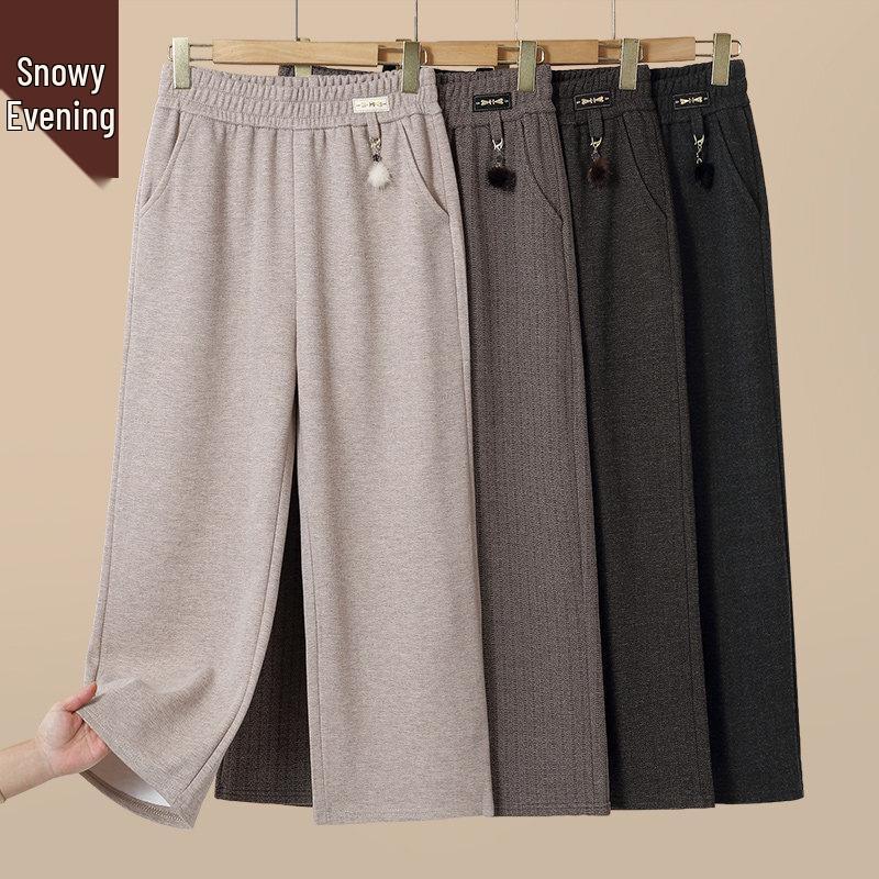 XUEXI Women's High-Waisted Casual Straight-Leg Pants for Mature Women