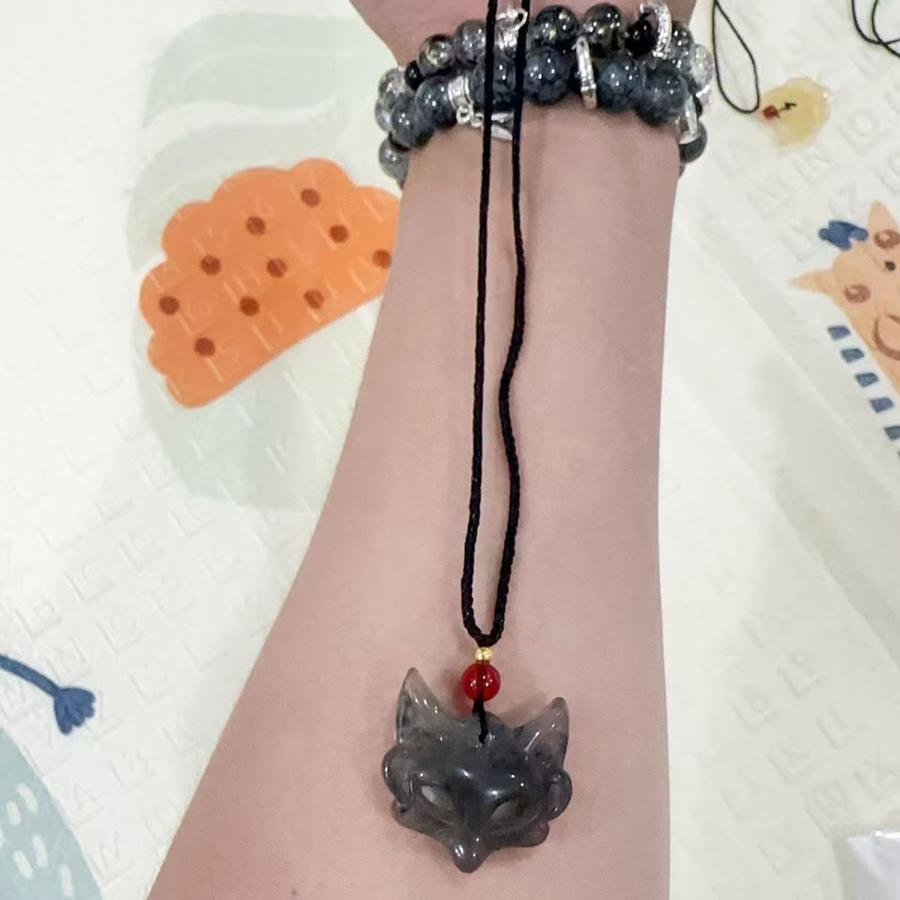 Handmade Necklace For Women Men Resin Fox Mask Pendant  Braided Rope Chain Choker Fashion Jewelry