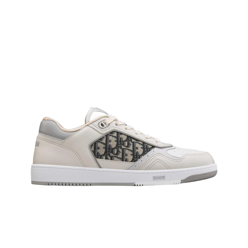 Dior B27 Low Top Sneakers Cream White Smooth Calfskin Beige Black Dior Oblique Jacquard